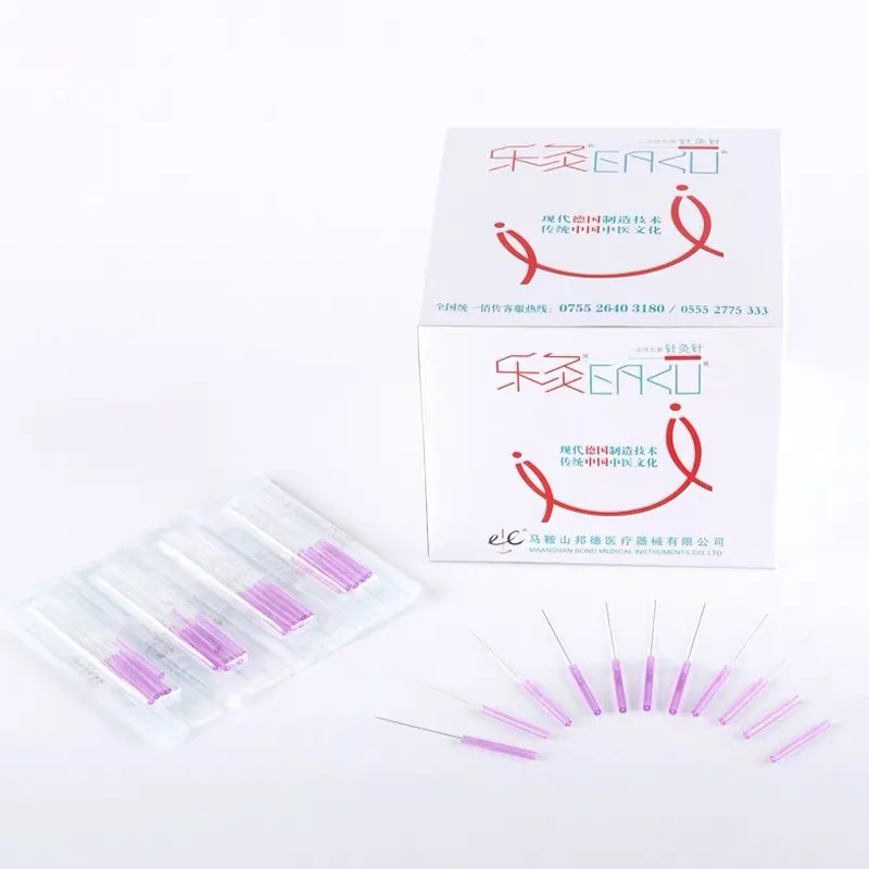 Plastic handle acupuncture needles with colorful handles, 500 pieces per box. Medical vaporizing needles.