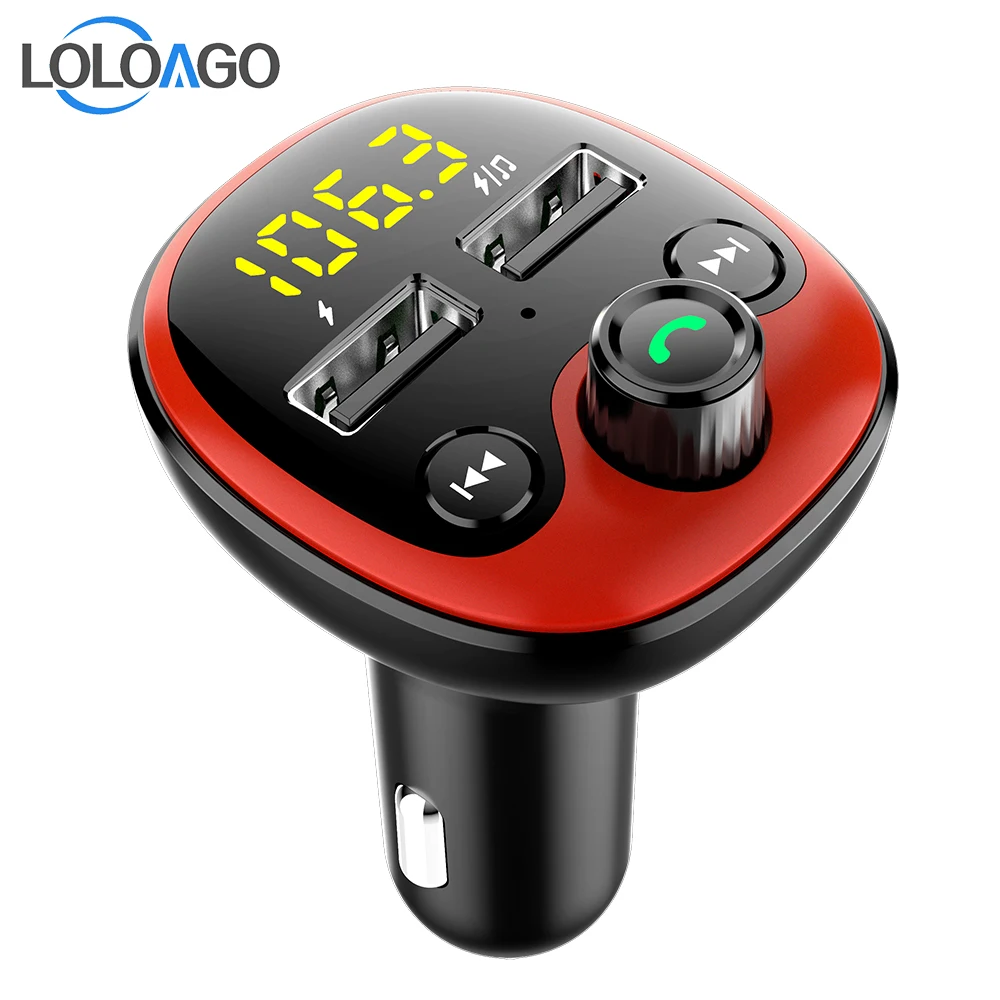 

LOLOAGO FM Transmitter Handsfree Bluetooth 5.0 Car Kit Modulator Music Mp3 Player Phone Wireless Carkit Dual USB Car Charger