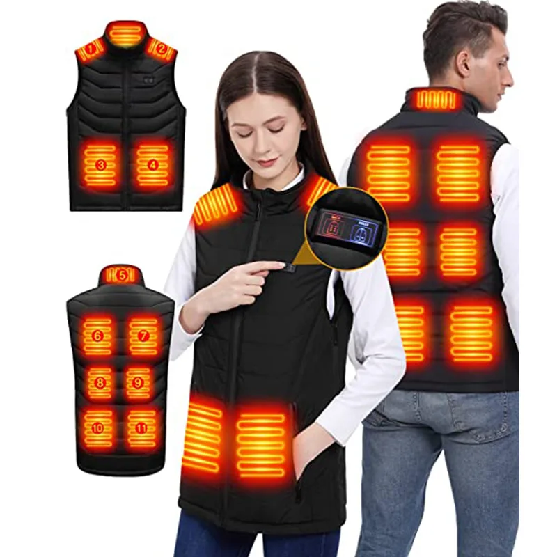 Winter men and women's stand-up collar high-tech heating vest electric heating cotton smart vest heating outdoor warmth