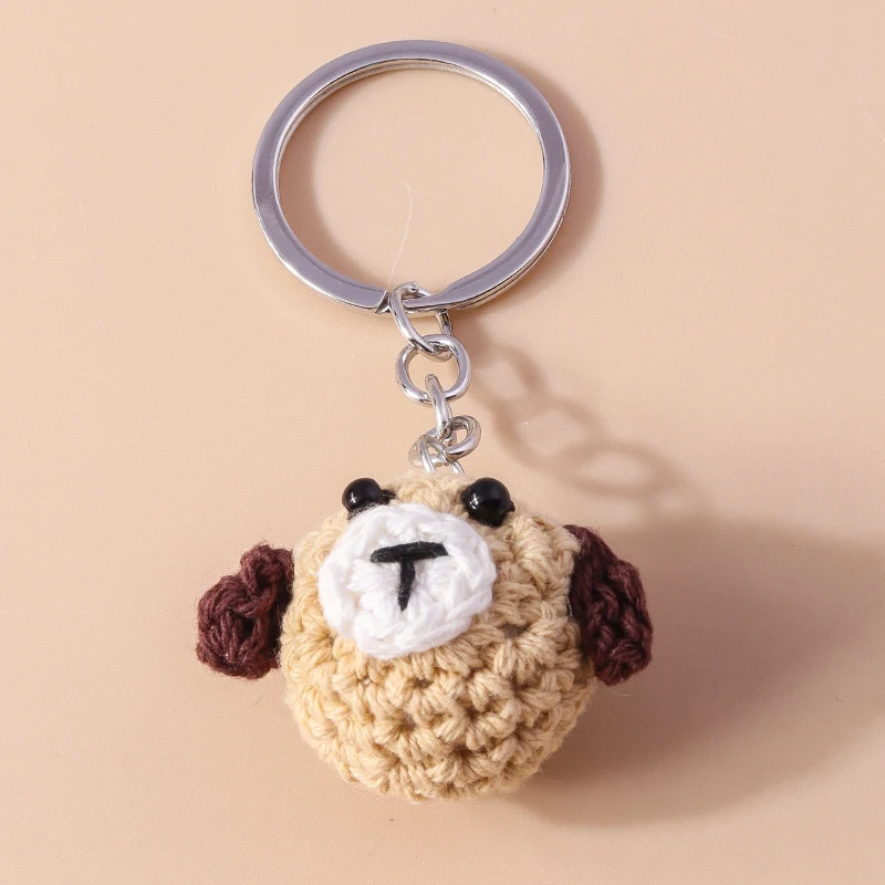 

Cartoon Dog Keychain DIY Handmade Knitted Animal Keyrings for Women Men Car Key Handbag Pendant Key Chains DIY Accessories