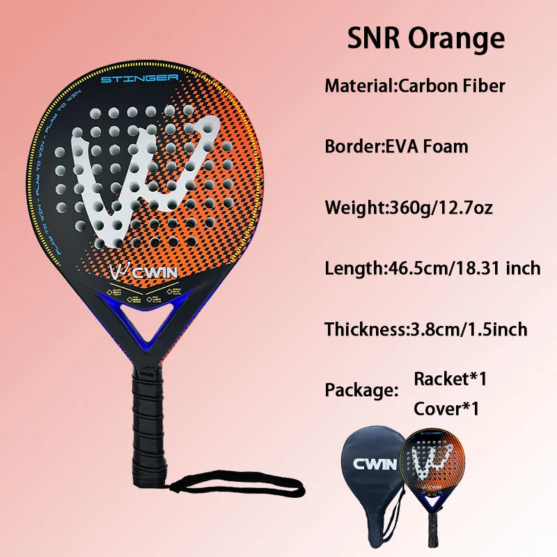 

Cwin Paddle Racket Adult Prefessional Carbon Fiber Soft EVA Face Tennis Paddle Racquet Racket with Padel Bag Cover 2025 New