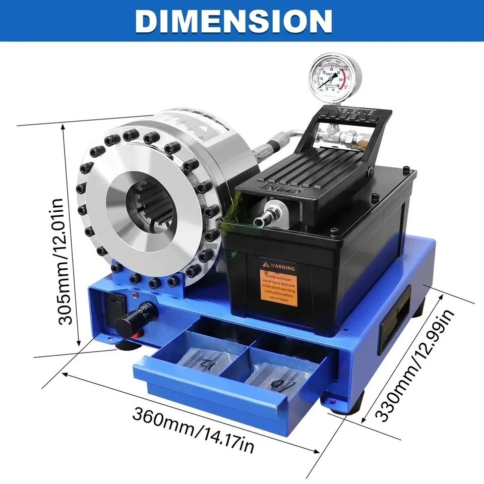 customized 0.24-1 Inch Pneumatic High-Pressure Hydraulic Hose Crimping Machine with 8-Set Dies for Industrial Use