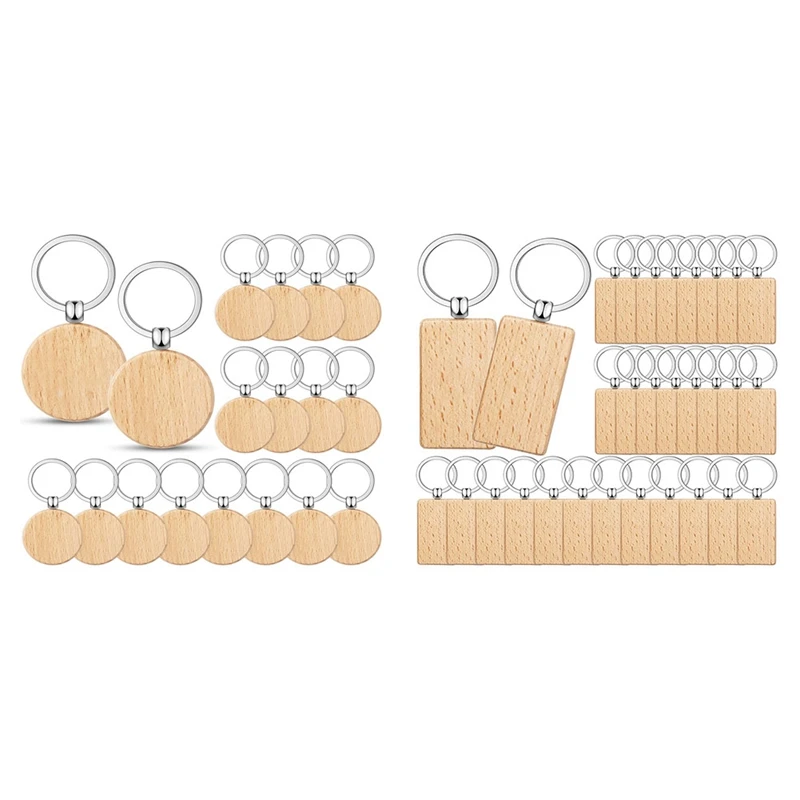 100 Pieces Round Wood Keychain Blanks Diy Wooden Keychain Blanks Unfinished Wooden Key Ring Key Tag B