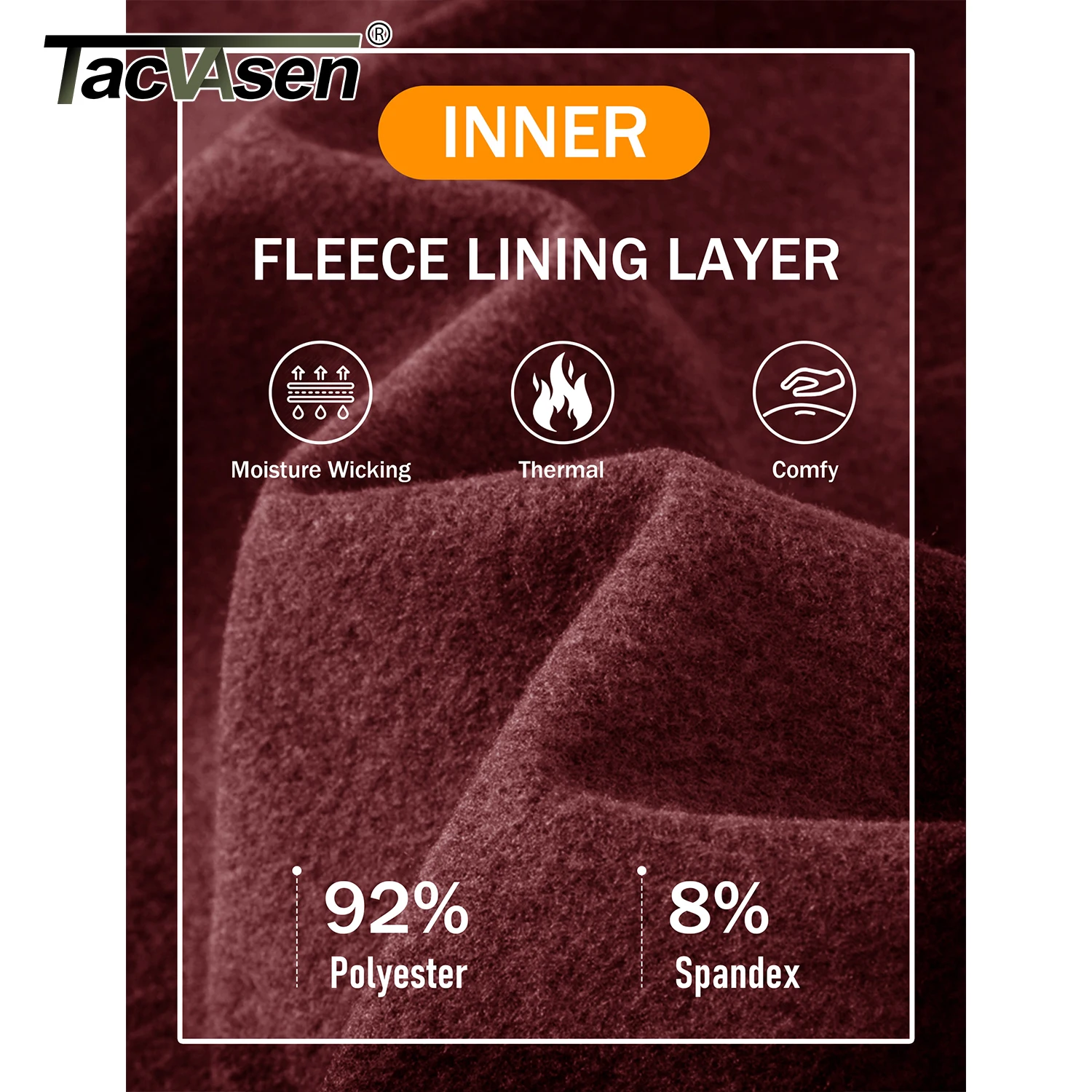 TACVASEN قمصان حرارية للرجال بأكمام طويلة من الصوف الصغير مبطنة بالصوف بطبقة أساسية قمصان داخلية رياضية شتوية دافئة للتمرين