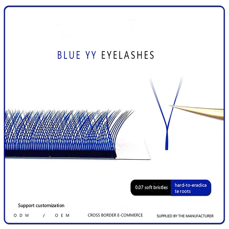 10PCS Blue YY Eyelash Extensions Iridescent Euro-American Style Eye-Enhancing Lashes Customizable