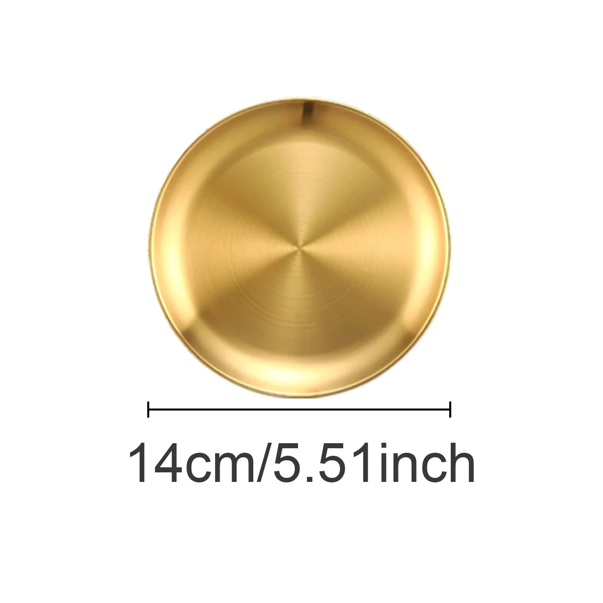 14cm golden stainless steel plate, for preparing and storing food, salads, snacks, reusable, suitable for picnics and camping