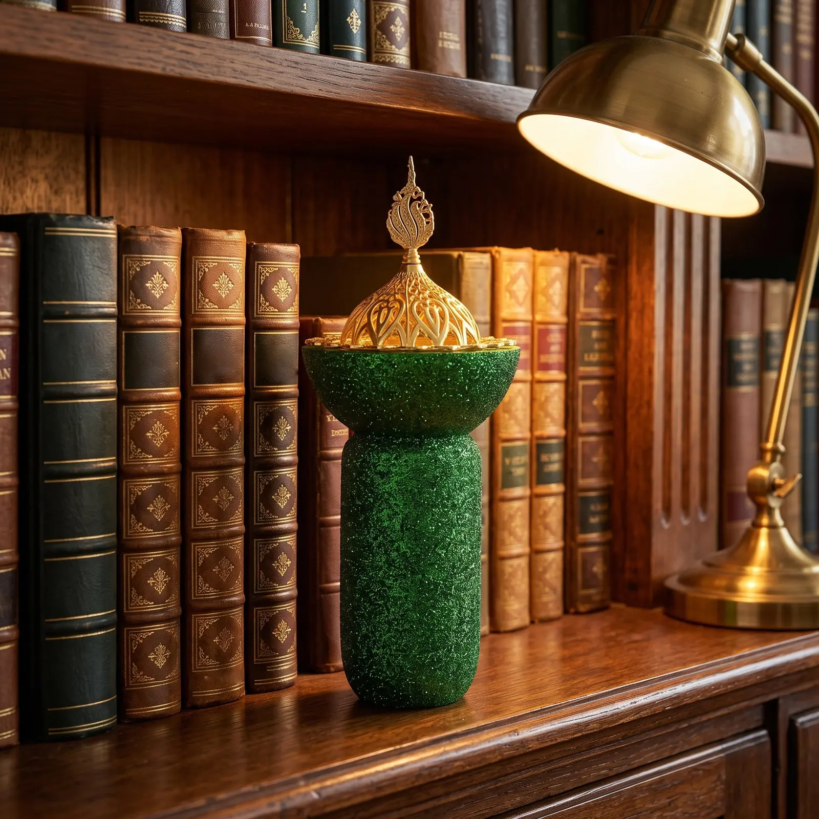 Frankincense Resin Incense Burner Tall Arabic Bukhoor Holder with Sequin Handle for Home Meditation Decor