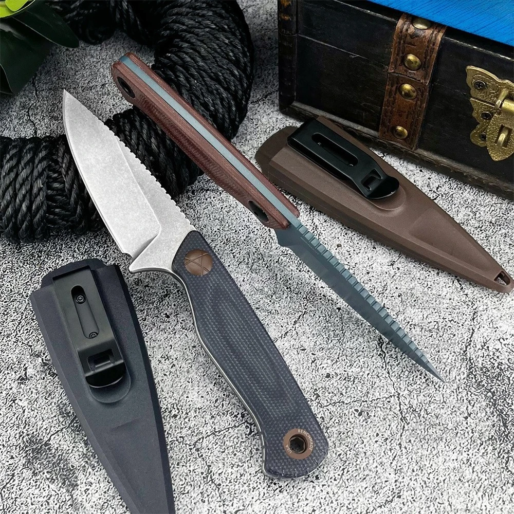 

203BT Tactical Fixed Blade Knife, D2 Steel Survival Knife with G10 Handle for Outdoor Hunting, Camping, Hiking & EDC