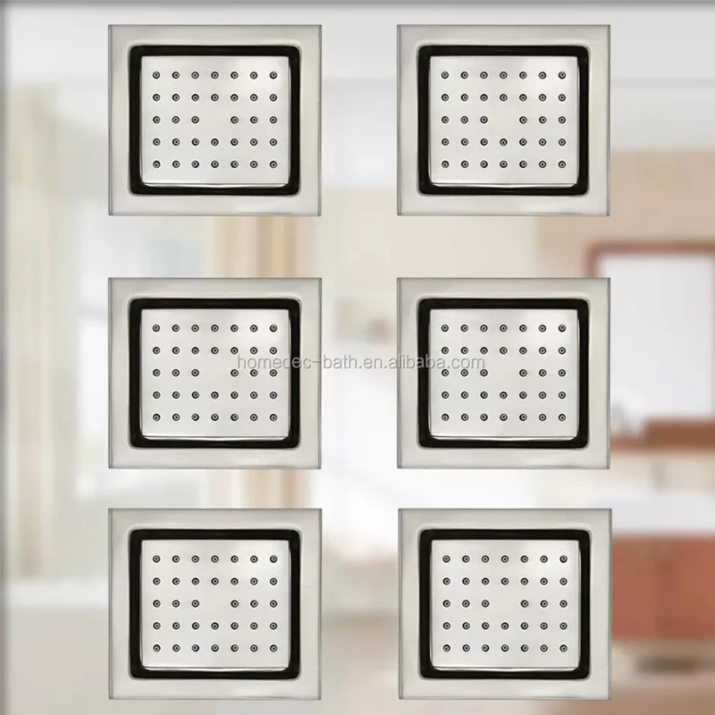 Ukryty kwadratowy mosiężny dyszowy spryskiwacz do wanny z hydromasażem, szczotkowany nikiel