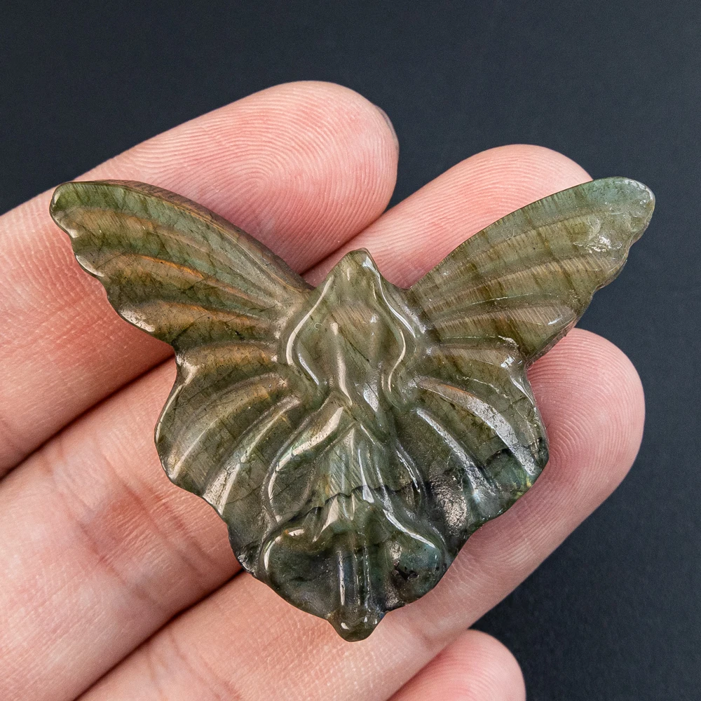 

Premium Labradorite Pendant Semi-Finished Natural Flash Stone Pendants Unique Angel Shape for DIY Necklace 39X49X10mm