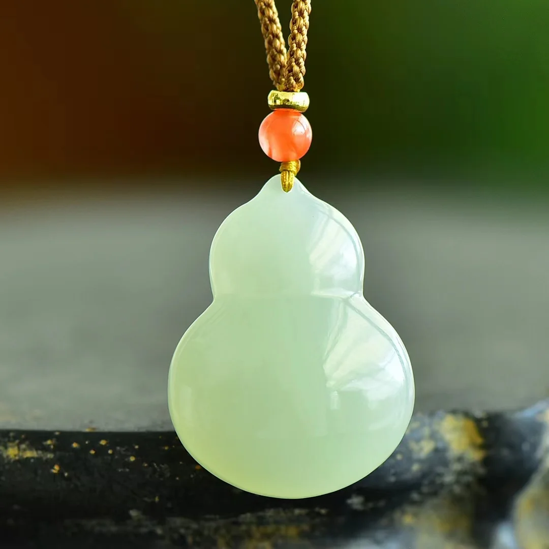 Exquisite Hetian Jade Jewelry Qinghai Material Gourd Pendant 1166#