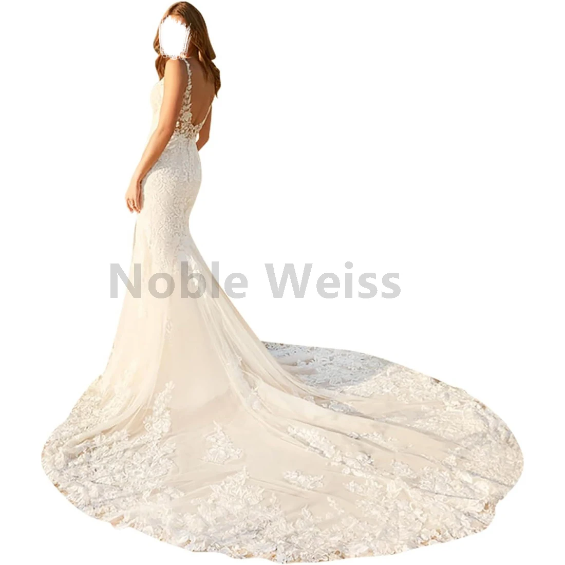 الدانتيل الخامس الرقبة عارية الذراعين حورية البحر فساتين الزفاف للعروس فساتين الزفاف الشاطئ تخصيص