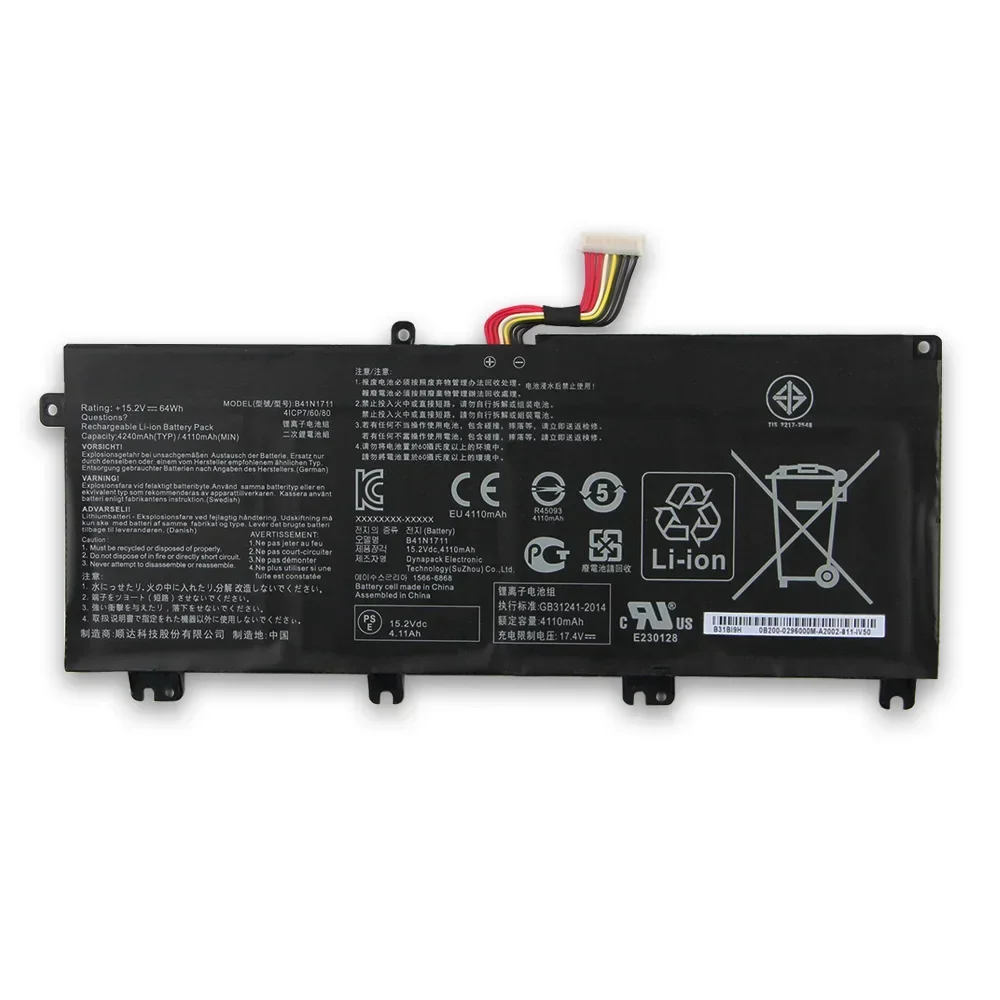 Replacement Battery For ASUS GL503 GL503GE GL503VD GL703GE GL703VM FX705DT FX705DU FX705GD FX705GE FX765GM B41N1711 With Tool