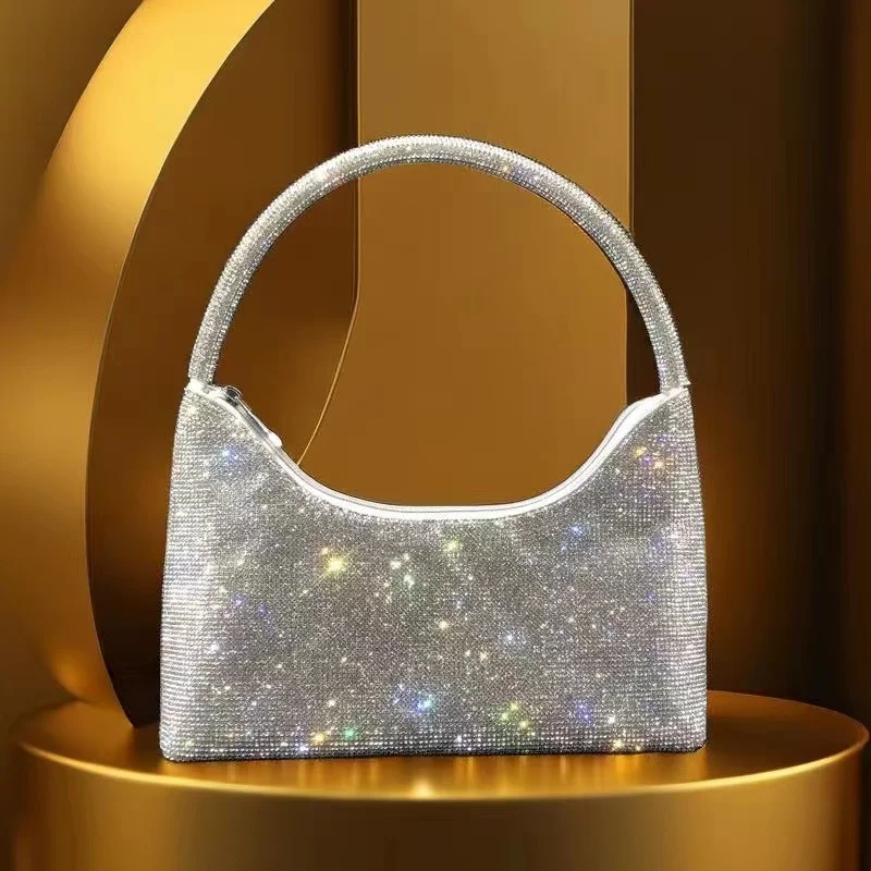 

Luxury Satin Square Bag Glitter Shiny Diamonds Evening Bag Women Bling Handbag Wedding Party Clutch Purse Shoulder Crossbody Bag