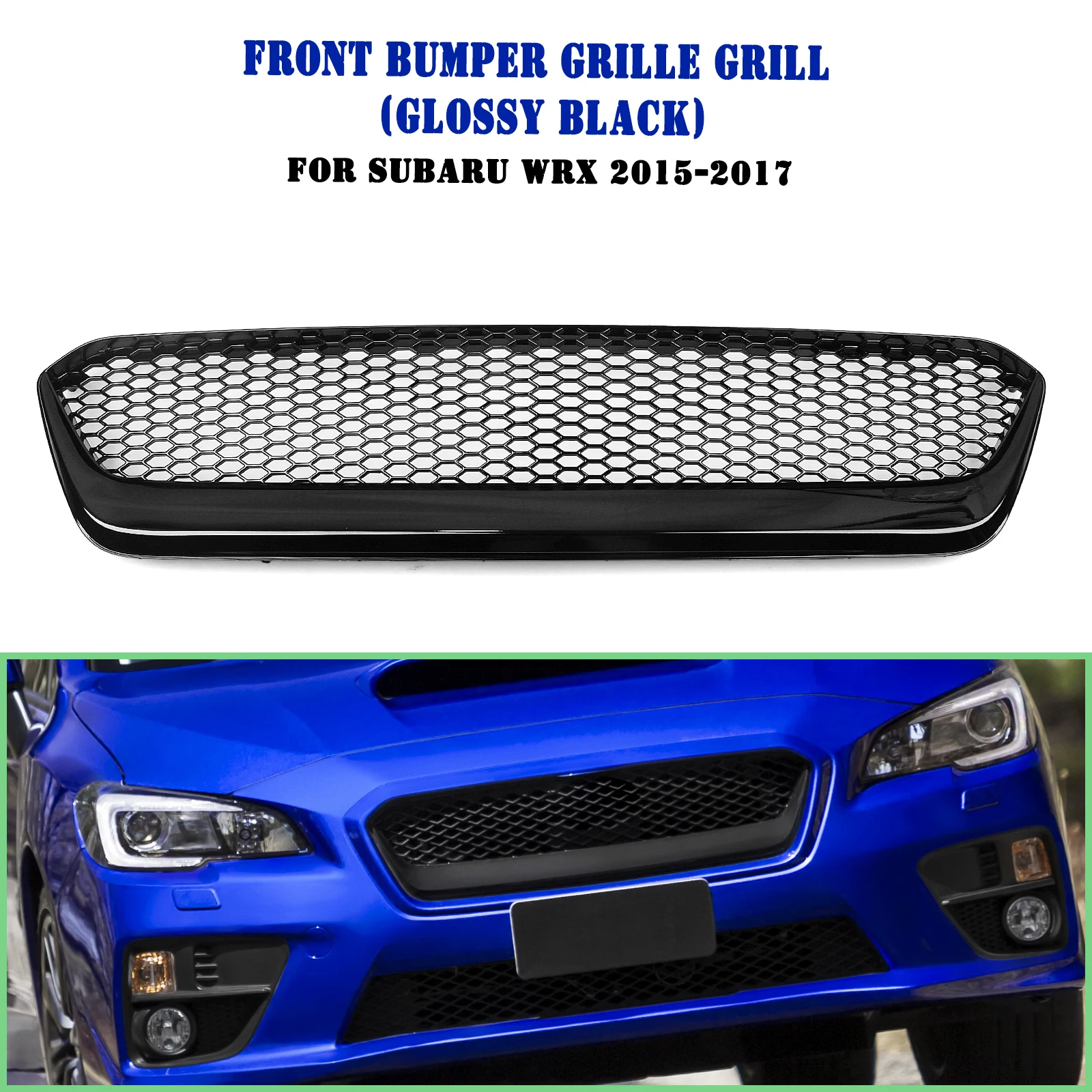 

For Subaru WRX 2015-2017 Front Grille Racing Grill Carbon Fiber Look/Gloss/Matte Black Upper Bumper Hood Mesh Grid