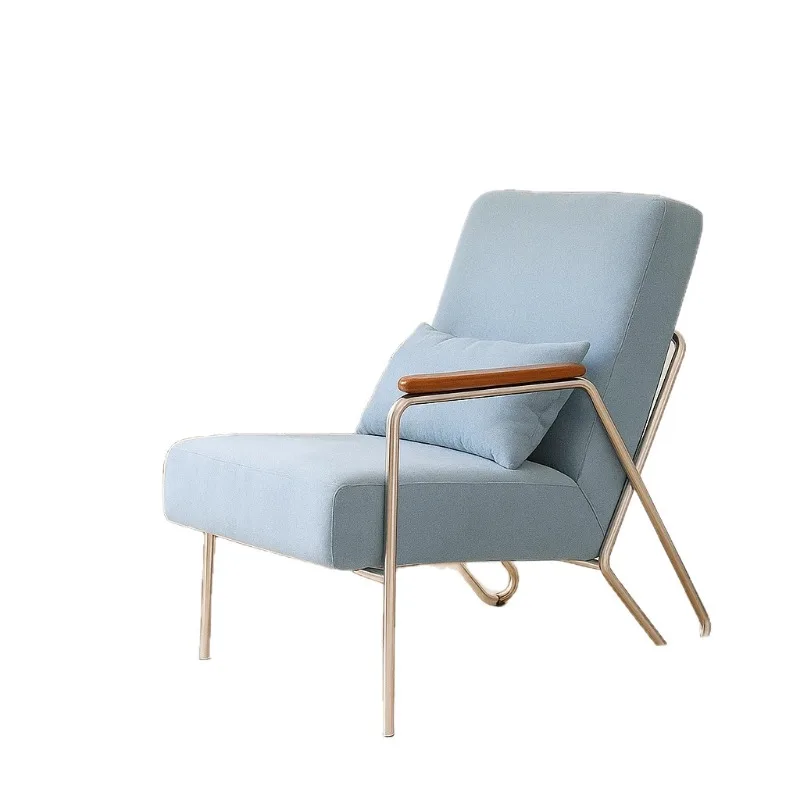 Vintage Living Room Stainless Steel Lounge Chair Glacier Blue Balcony Bedroom Single Armchair