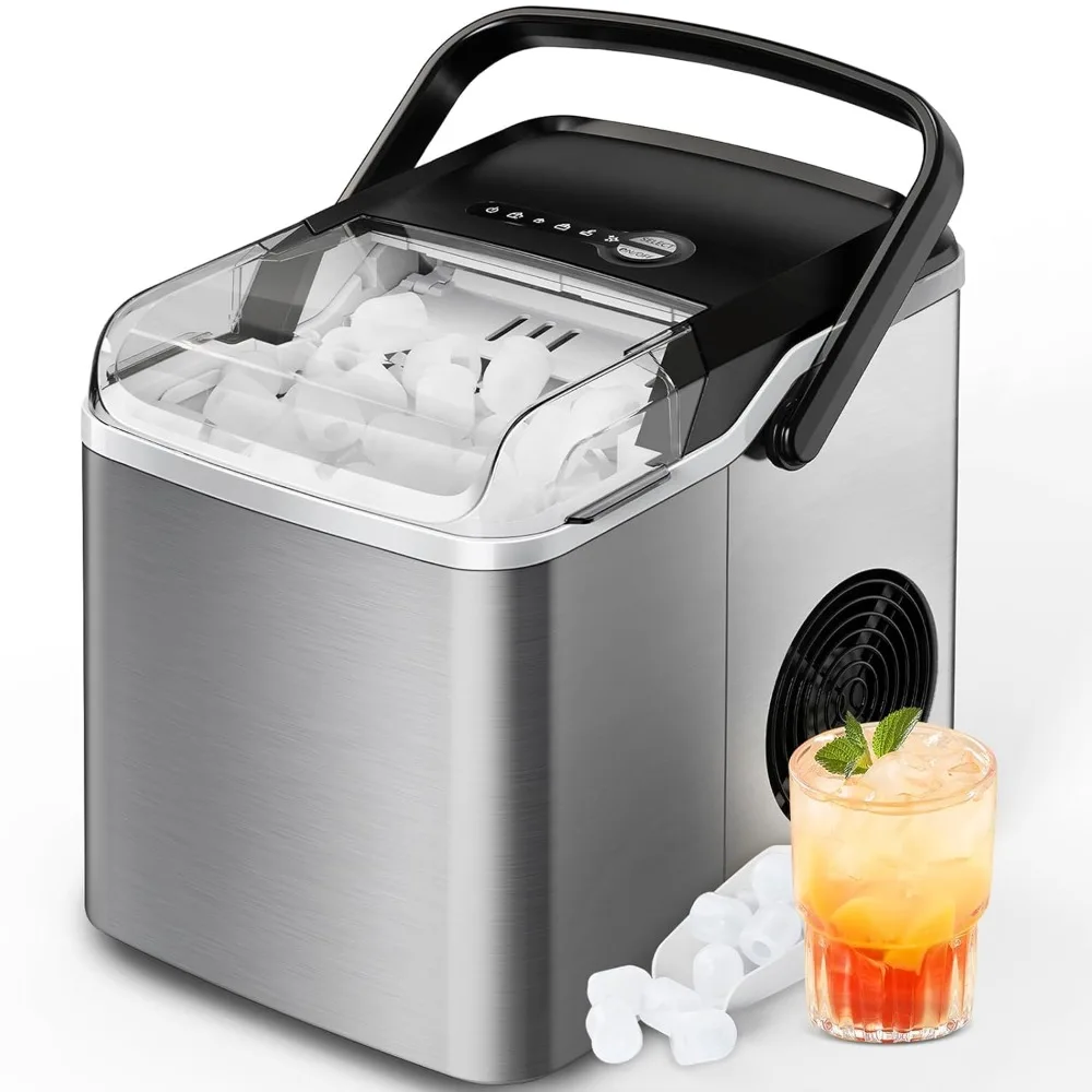 

Countertop Ice Maker, 9 Cubes Ready in 6 Mins, 26lbs in 24Hrs, Portable Ice Machine with Self-Cleaning