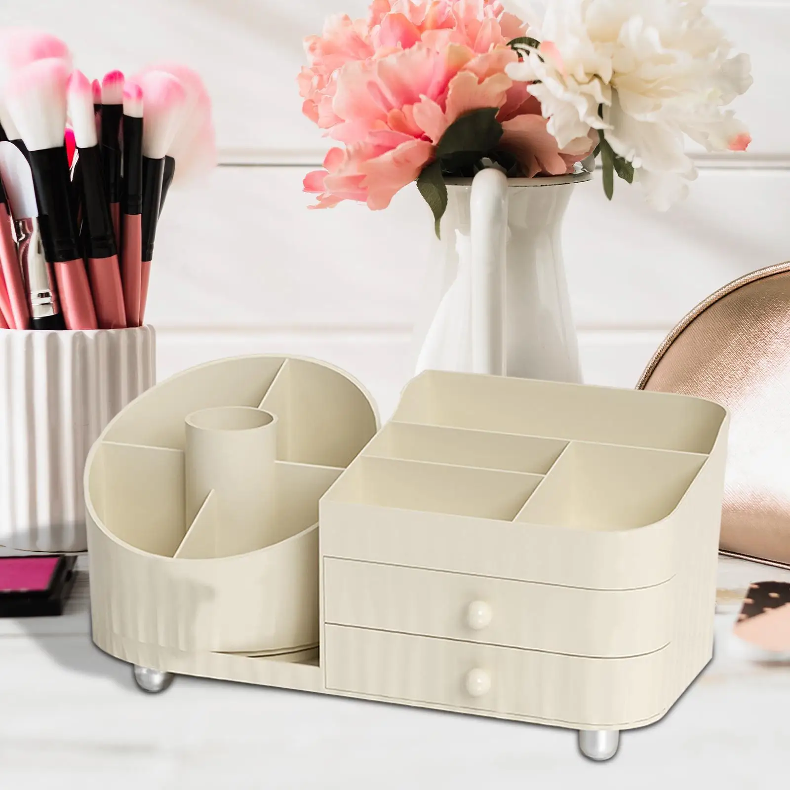 

360° Rotating Makeup Brushes Organizer Cosmetic Organizer Drawer for Desktop