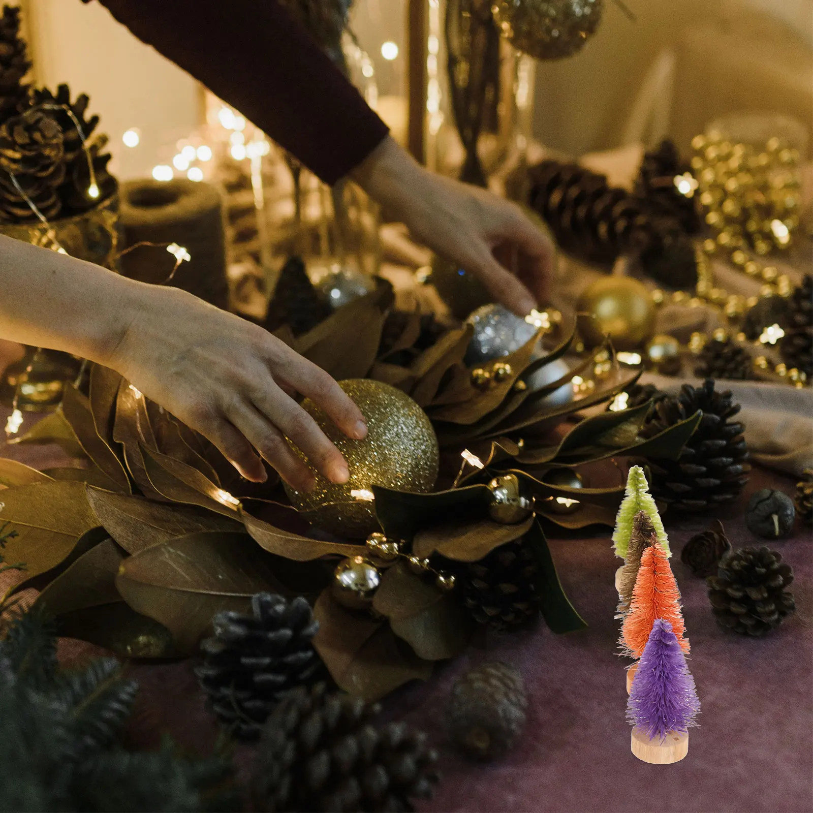 

24Pcs Mini Christmas Tree Tabletop Decor Xmas Tree Ornaments Home Supplies Festival Adornment Festival Scene Decor