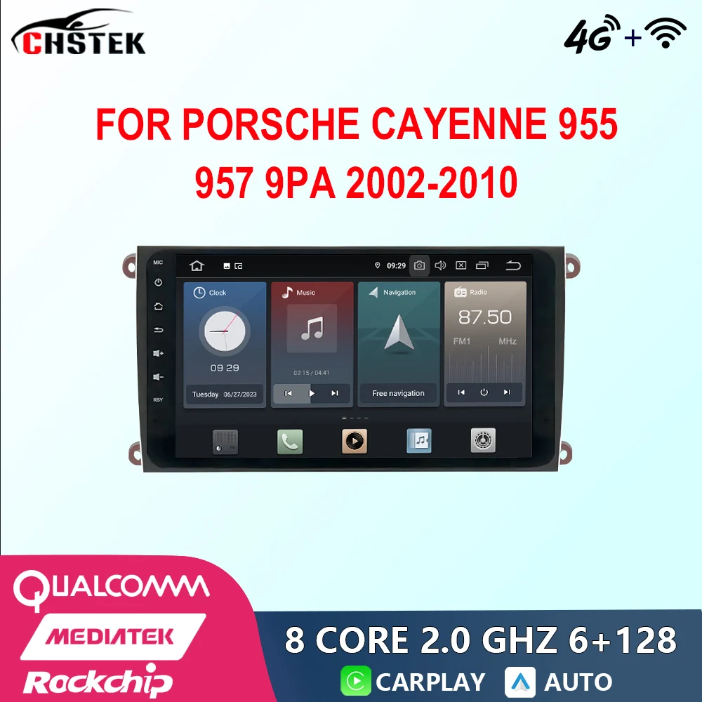 

CHSTEK Android 12 Car Radio Stereo CarPlay Navigation For Porsche Cayenne 955 957 9PA 2002-2010 Qualcomm Bluetooth WIFI 4G GPS