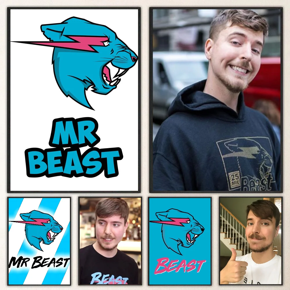 1pc Game Blogger Mr Beast Poster Self-adhesive Art Waterproof Paper Sticker Coffee House Bar Room Wall Decor