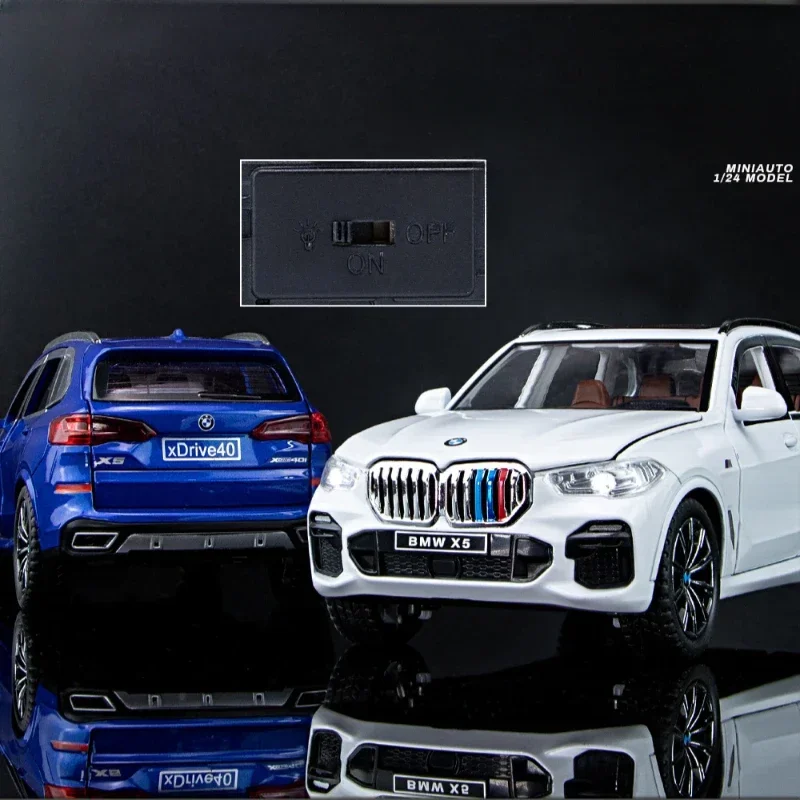 X5 سبيكة SUV نموذج سيارة محاكاة 1/24 BMW مع ضوء الصوت الأطفال المعادن دييكاست لعبة مجموعة السيارات مصغرة Voiture