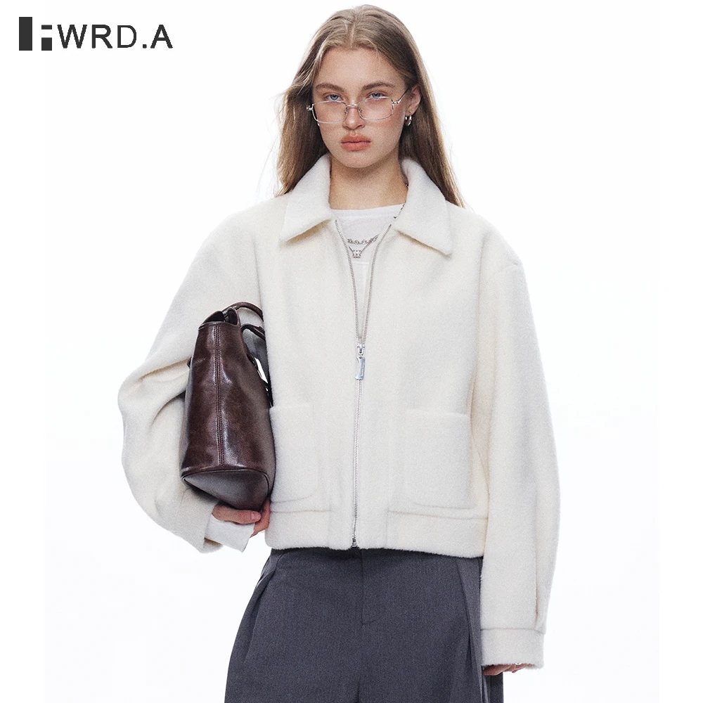 

FWRD Wool Blend Short Coat Women 2025 Autumn Winter Soft Fleece Texture Lapel White Old Money Style Classic Jacket #6059