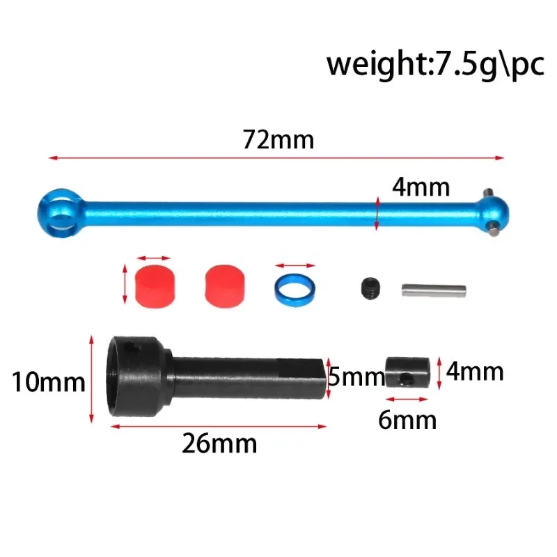 Ulepszony zestaw akcesoriów do osi CVD z niebieskiego stopu aluminium, do samochodów RC TAMIYA XV02 66mm22052 W190 Akcesoria do majsterkowania