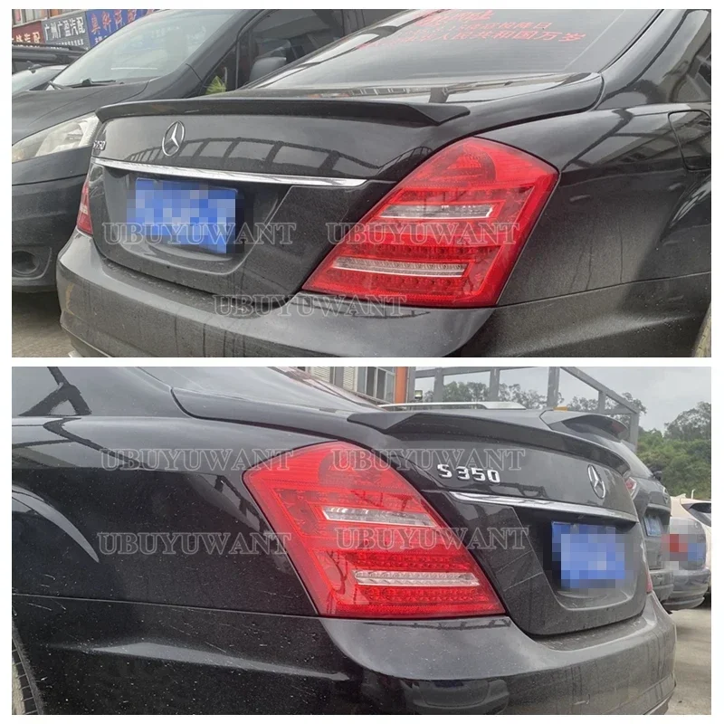 Car Spoiler Wing Glossy Black FOR Mercedes Benz S Class W221 2008-2012 Car ABS Plastic Rear Trunk Boot Wing Lip and roof Spoiler