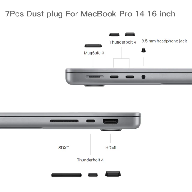 Miękka silikonowa zaślepka przeciwkurzowa do MacBook Pro 2025 14 16 cali M5 M4 M3 pro max, osłona interfejsu laptopa chroniąca przed kurzem