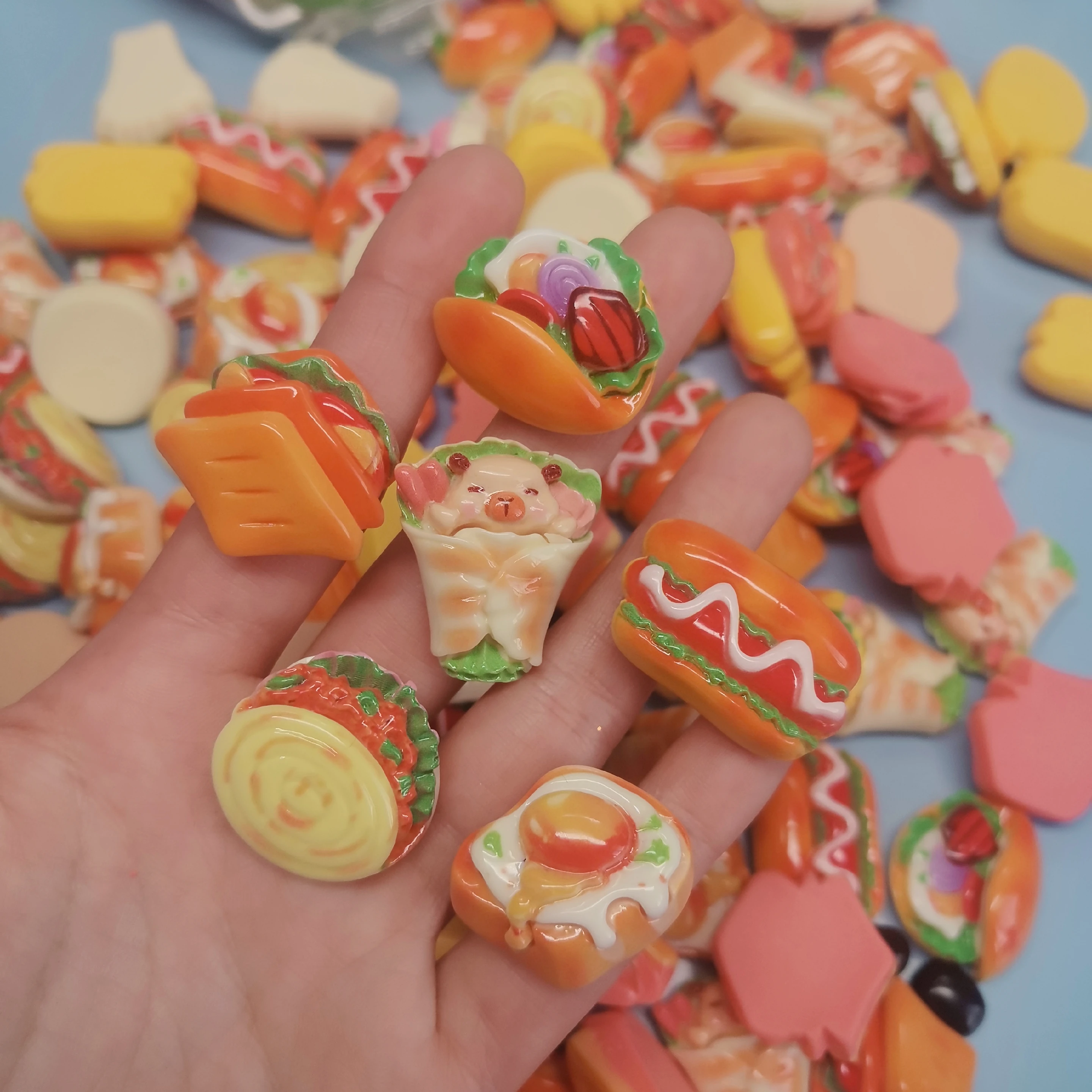 Kawaii Cute Resin Hamburg Bread Dessert Pastry Simulation Food Art Supply Flatback Cabochon DIY Crafts Decor
