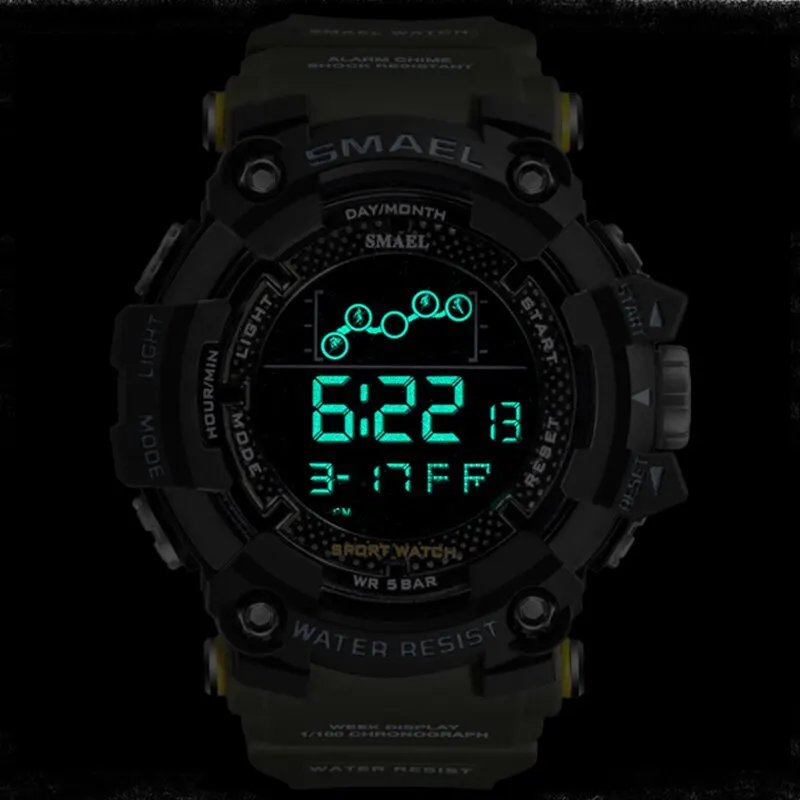 Mens Watch Military Water Resistant SMAEL Sport Watch Army Led Digital Wrist Stopwatches for Male 1802 Relogio Masculino Watche