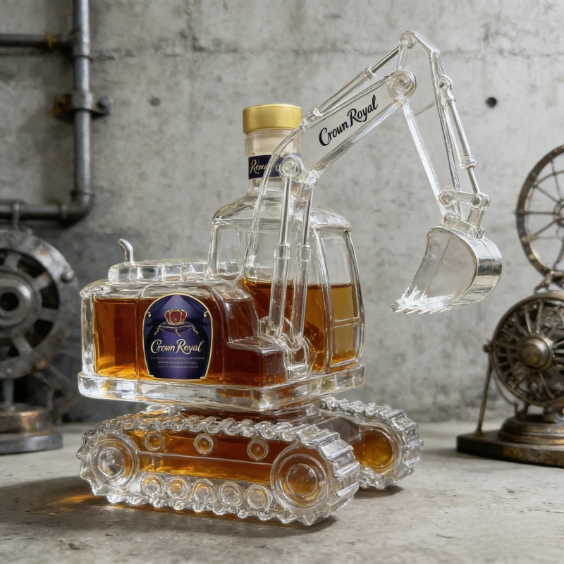 Decantador de Whisky con Diseño de Excavadora de Alta Resistencia YING YING, Artesanía Premium, Regalo para Constructores, Coleccionistas y Amantes del Whisky, Artículos de Bar Únicos