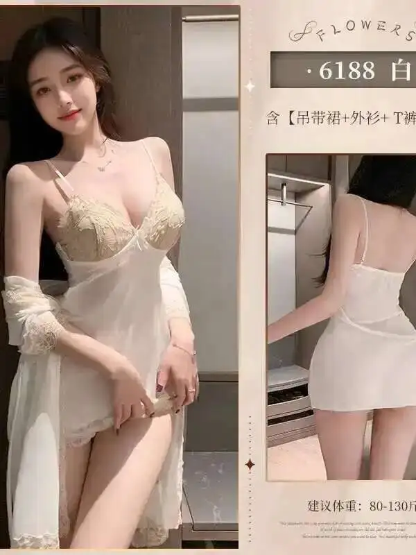 플러스 사이즈 실크 나이트가운 여성용 새틴 섹시 드레싱 가운 나이트드레스 매력적이고 편안한 부드러운 드레스 우아한 1P58