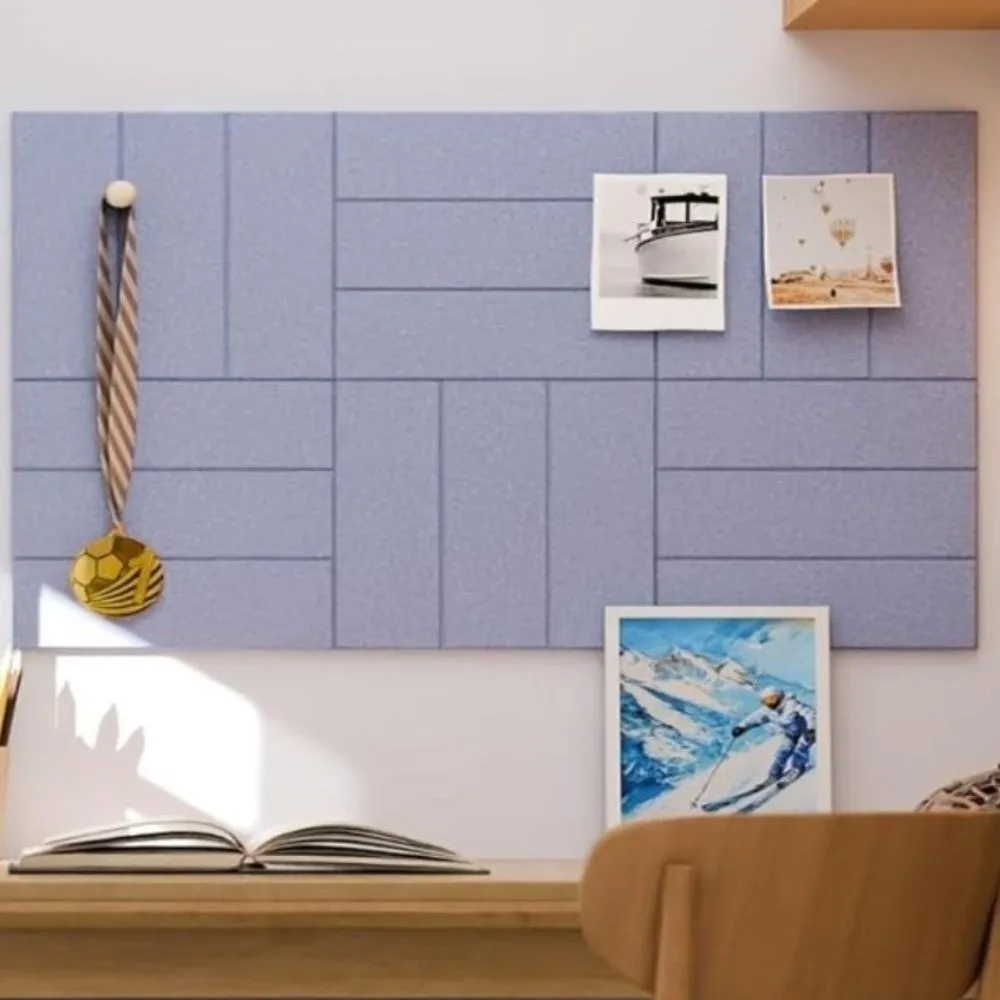 Self Adhesive Felt Acoustic Panels Removable Vertical Stripe Bulletin Board Polyester Felt Noise Reduction Pinboard Tiles