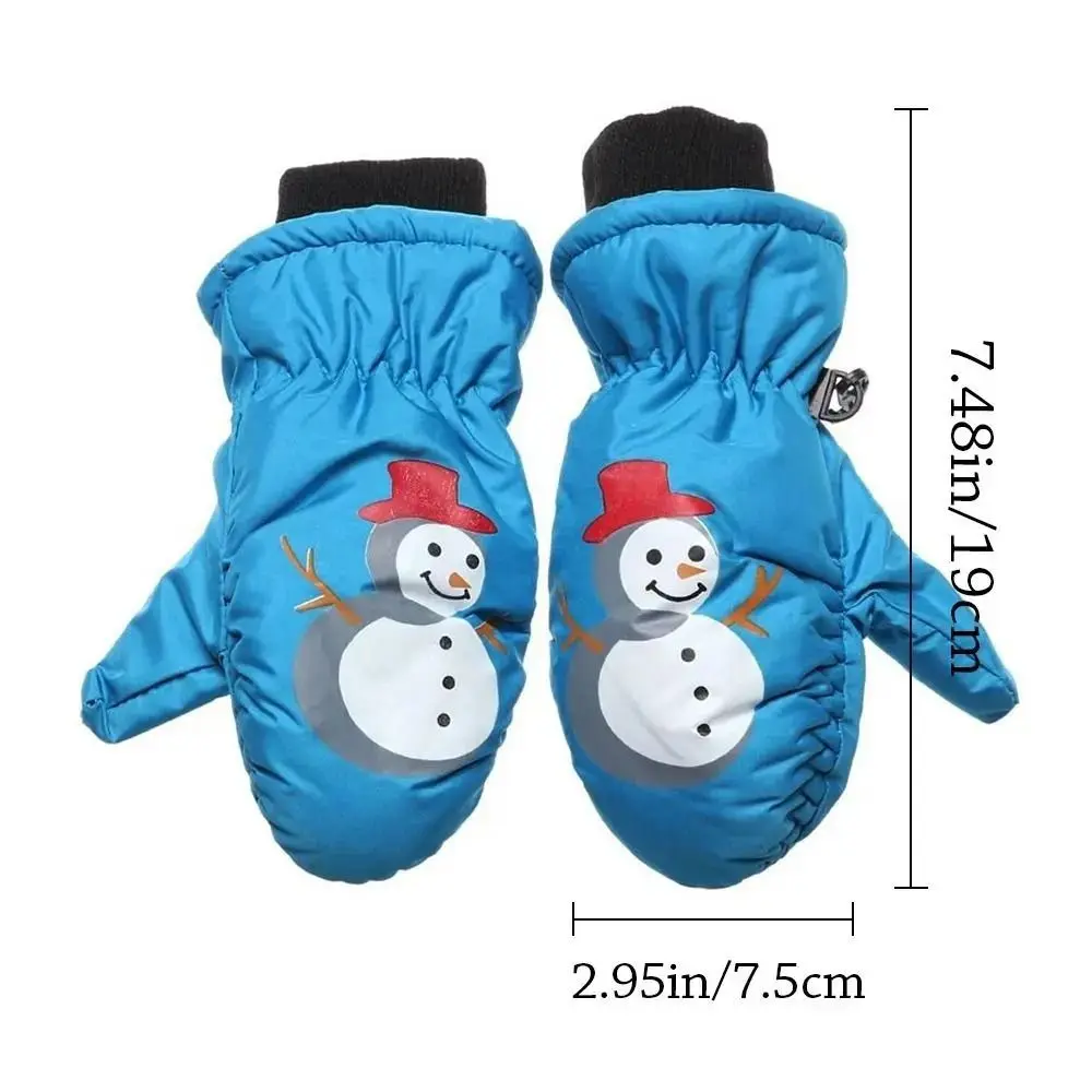 Snow Man เด็กถุงมือหิมะกันน้ํา Windproof ฤดูหนาวเด็กสกี Mittens รถหนาฤดูหนาวการ์ตูนกีฬา Mittens