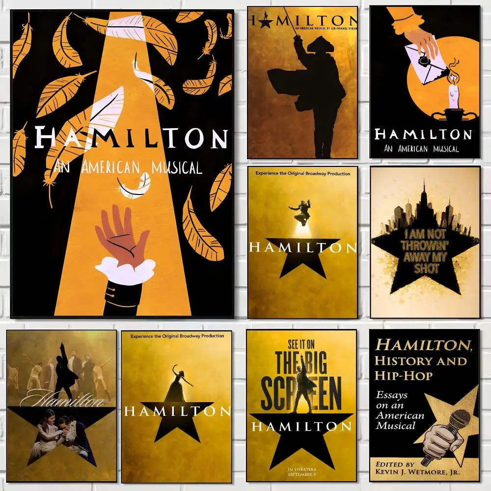 Merch Musical H-Hamilton Poster Pegatina artistica HD autoadhesiva impermeable para salon dormitorio
