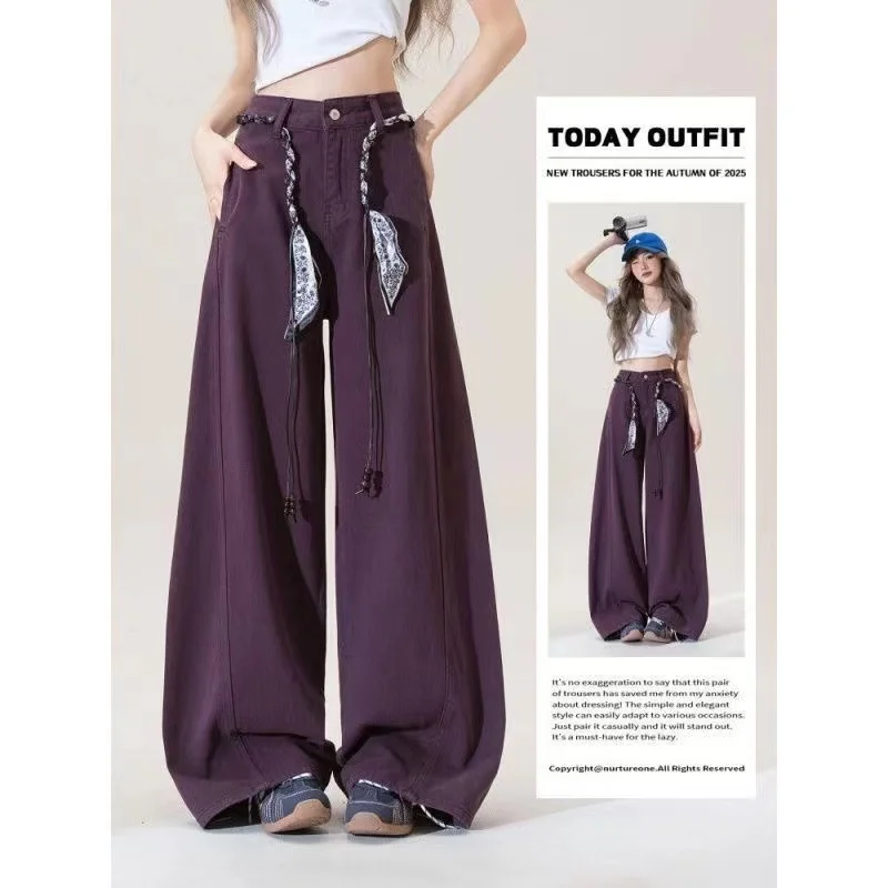 Chic Loose Fit Wide Leg Denim Jeans for Women High Waist Flattering Pants Vintage Style Baggy Jeans Streetwear Outfit