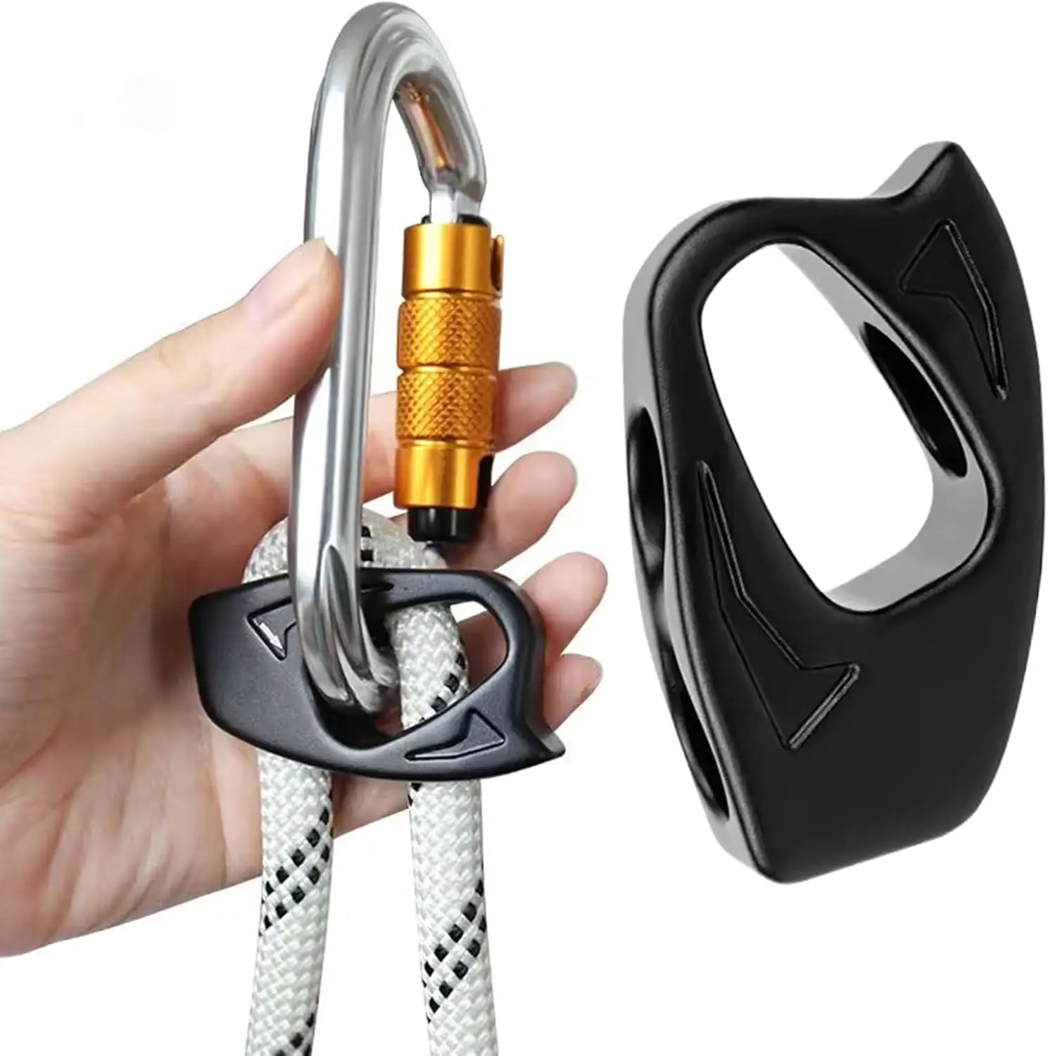 YIBO Aluminum Alloy Climbing Ascender, Fall Arrestor Automatic‑Lock Adjustable Rope Grip for Rock Climbing, Mountaineering