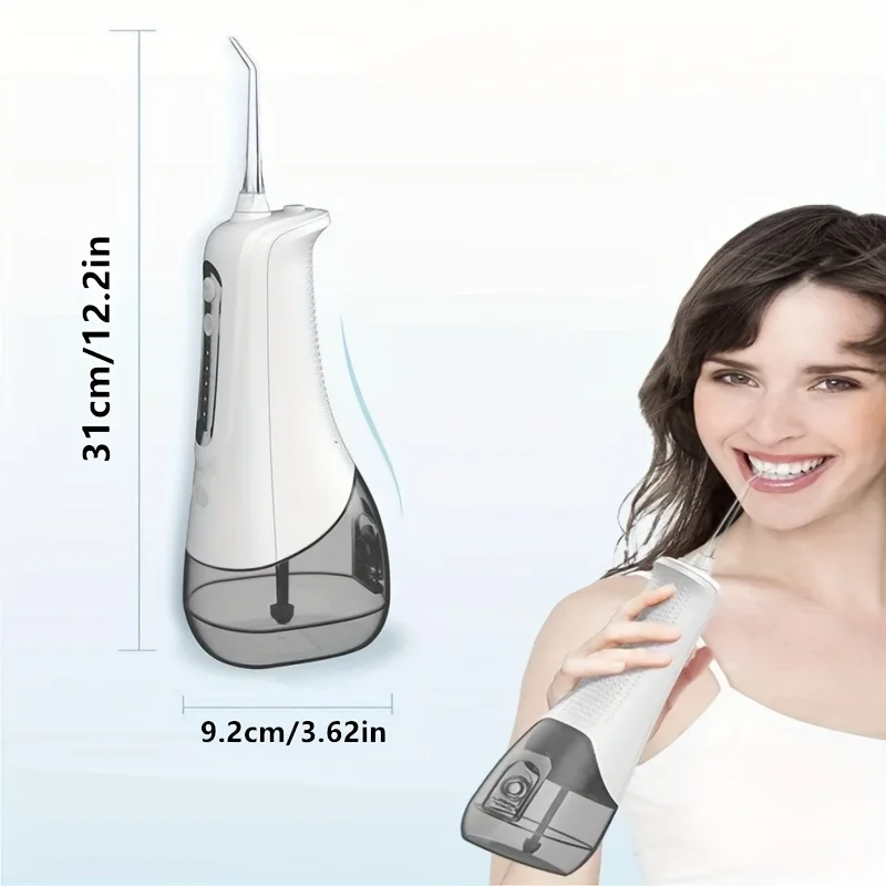 300ml Oral Irrigator with 4 Modes 4 Nozzles Portable Dental Powder Water Nozzle for Easy Cleaning of Teeth Water Dental Floss