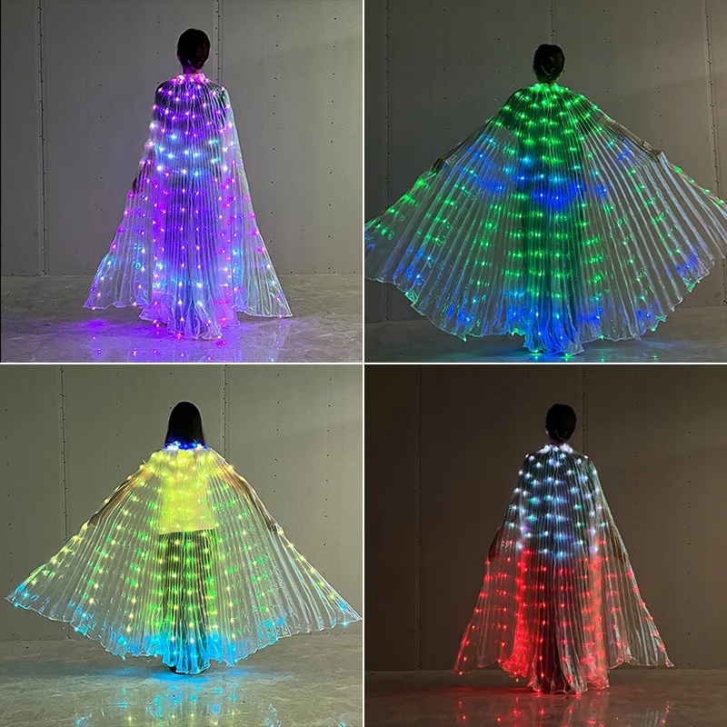 Remote/APP Control LED Belly Dance Wings Women Glowing Butterfly Dance Wing Light Up Isis Wings Costume Performence Supplies