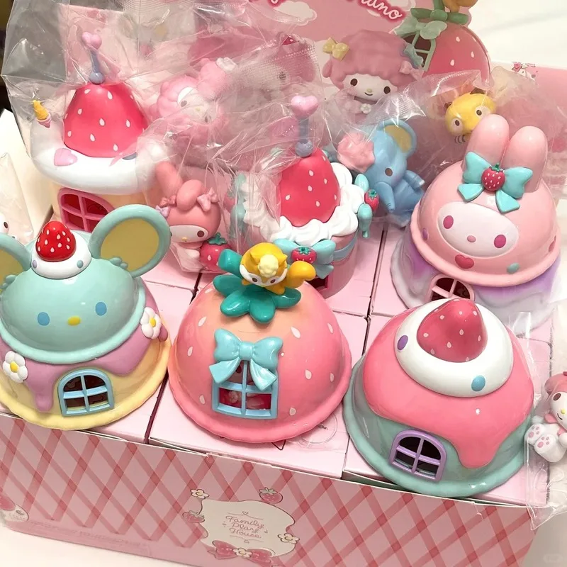 Original miniso sanrio minha melodia e meu doce piano série caixa cega modelo kawaii anime figura ornamento decoração brinquedos de mesa