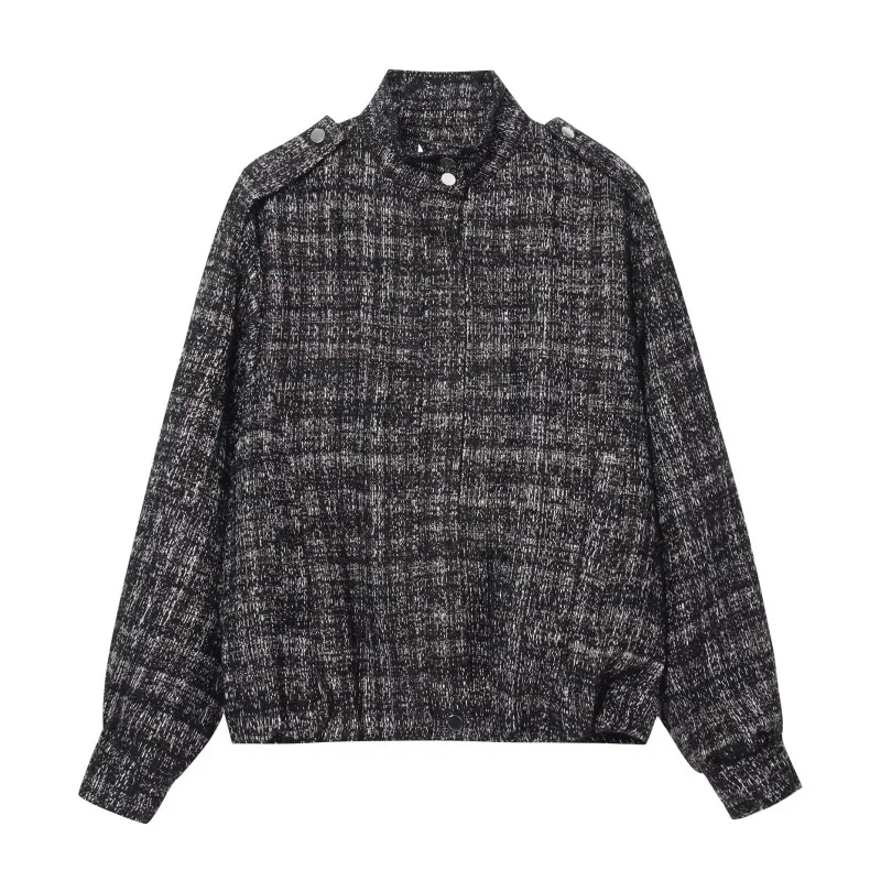 

New European and American Women's Fashion Casual Metallic Thread Bomber Coat