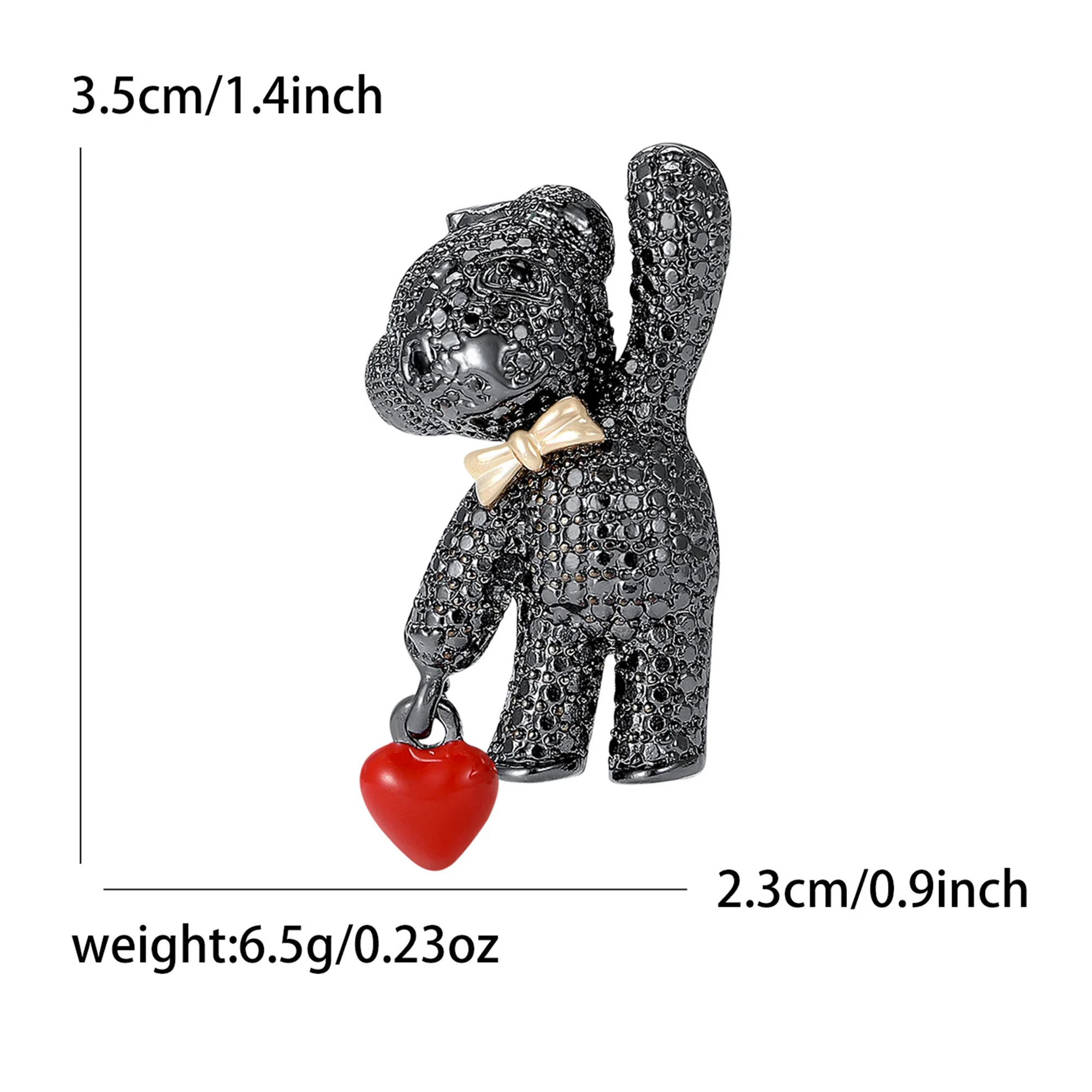 Beaut&Berry Trendy Enamel Heart Bear Brooches for Women Animal Pins Casual Party Friends Accessories Fashion Gifts Decoration view 3