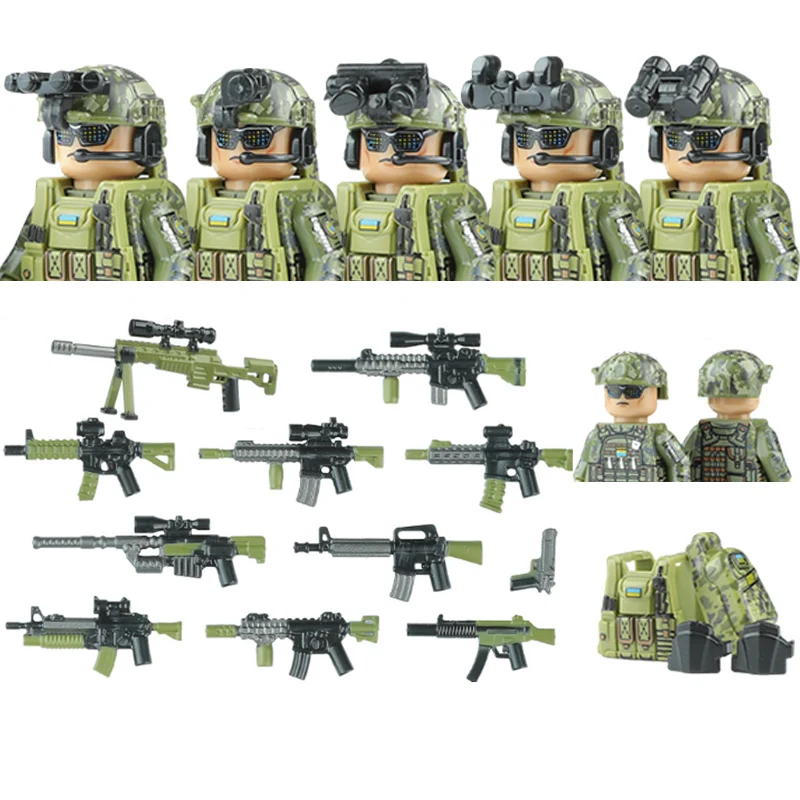 Décennie s de construction des forces spéciales de la police de la ville CamSolomon Ukraine, figurines de soldats de l'armée, arme militaire Policema, briques en émail, jouet pour enfants