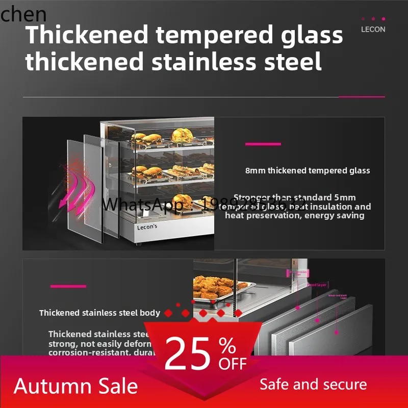 

Insulation Cabinet Commercial Fried Chicken Burger Display Cabinet Deli Food Bread Egg Tart Small Heating Thermostat