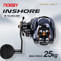 Carrete de pesca Noeby Inshore Baitcasting, arrastre máximo de 25kg, cuerpo totalmente metálico, relación trasera de 6,31, carretes de pesca de agua salada de gran juego