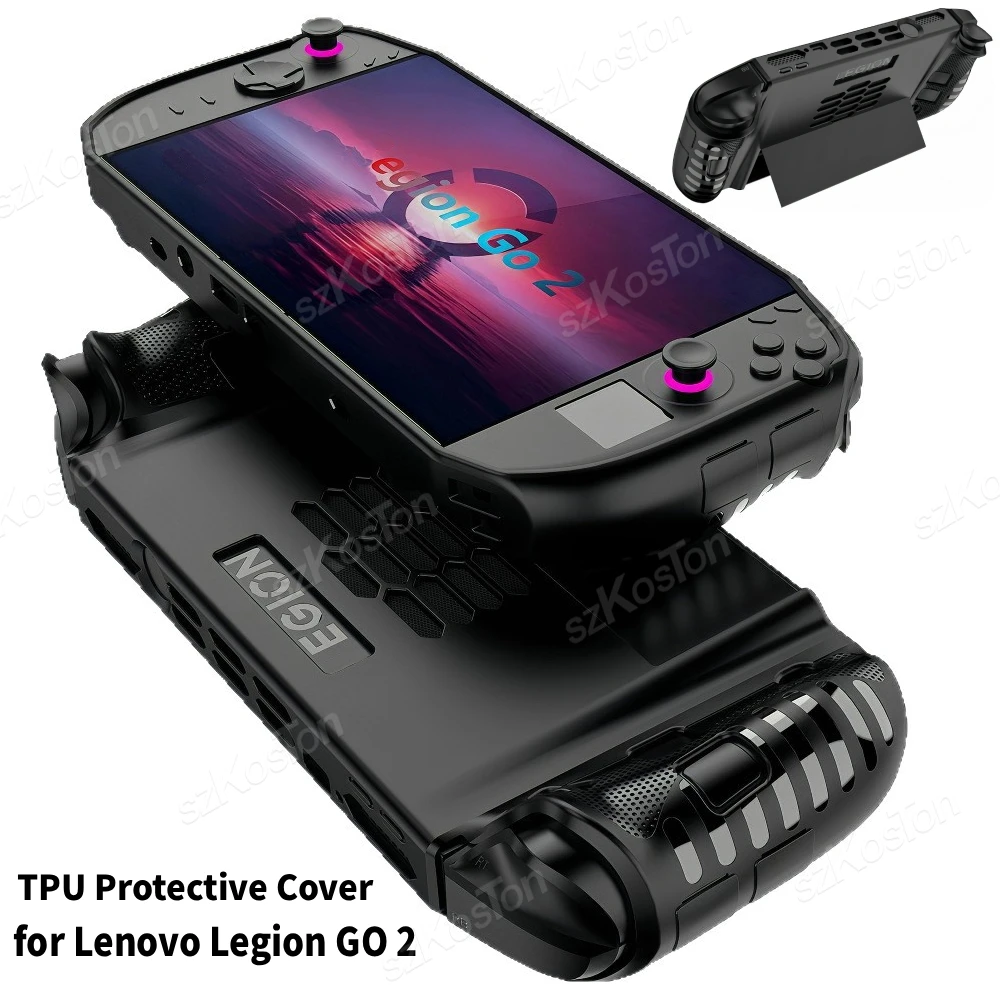 حافظة حماية محمولة من مادة البولي يوريثان الحراري لهاتف Lenovo Legion GO 2، غطاء حماية مضاد للسقوط ومضاد للصدمات لجهاز Legion GO مع حامل