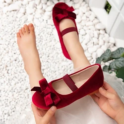 Children's Moccasins Solid Color Bowknot New Girl Leather Shoes Fashion Ballet Versatile Kids Causal Princess Wedding Flat Shoes