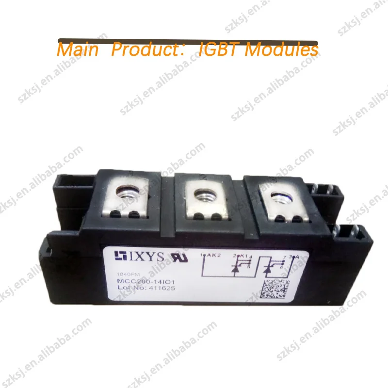 

MCC200-14IO1 SCR Module 1400V 340A, Dual Thyristor Series Connection, Chassis Mount Y4-M6 for Industrial Power Control